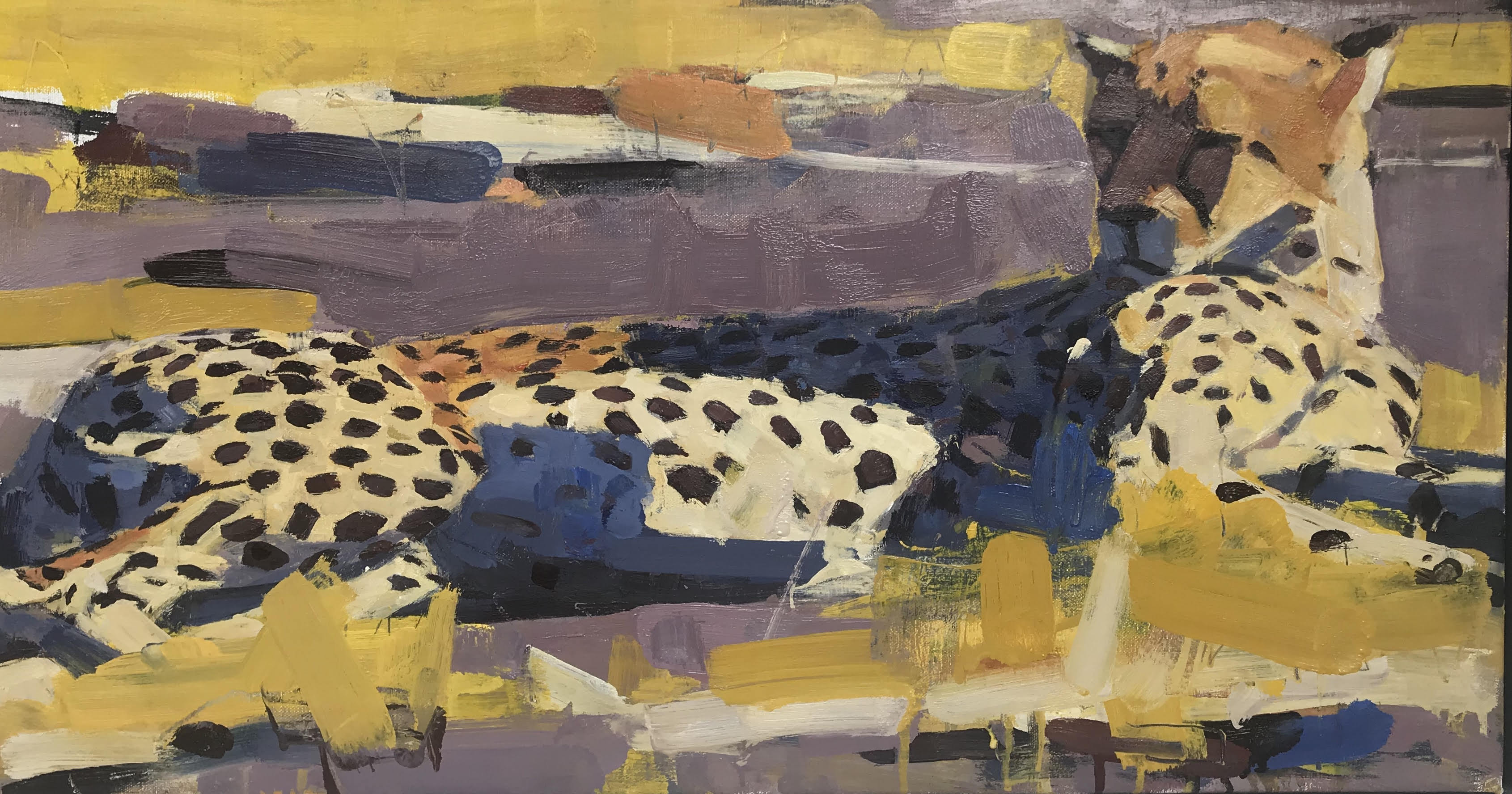   Cheetah, Kwando Lagoon, Botswana, Oil, 47 cm x 83 cm