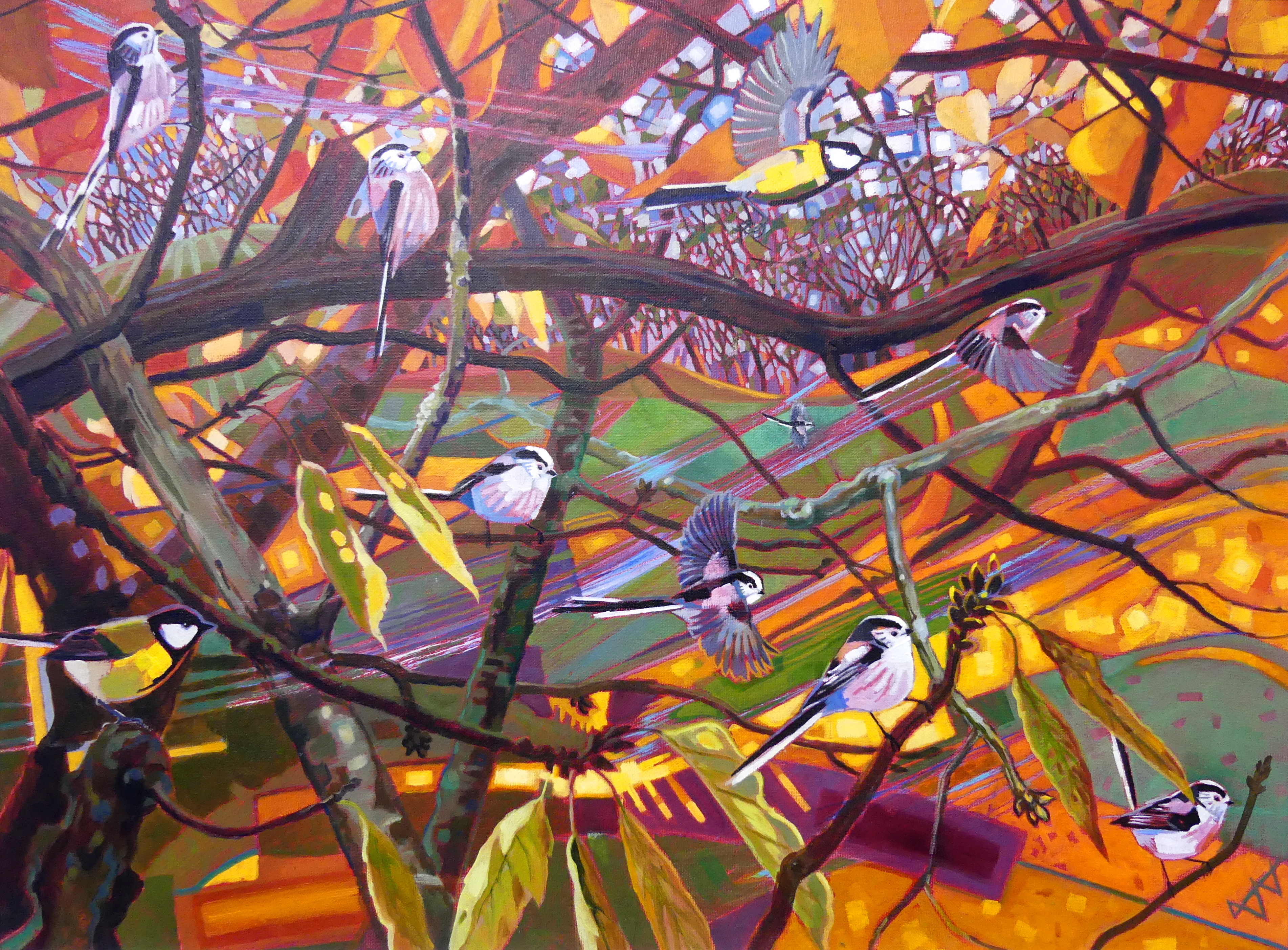   Autumn Long-tails and Great Tits, Oil on canvas, 80cm x 60cm