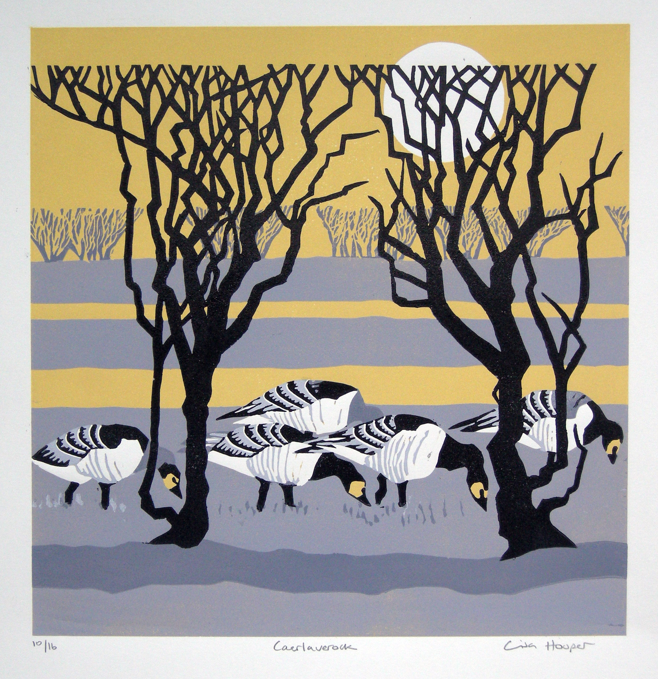   Caerlaverock, Reduction Linocut, 30 cm x 32 cm