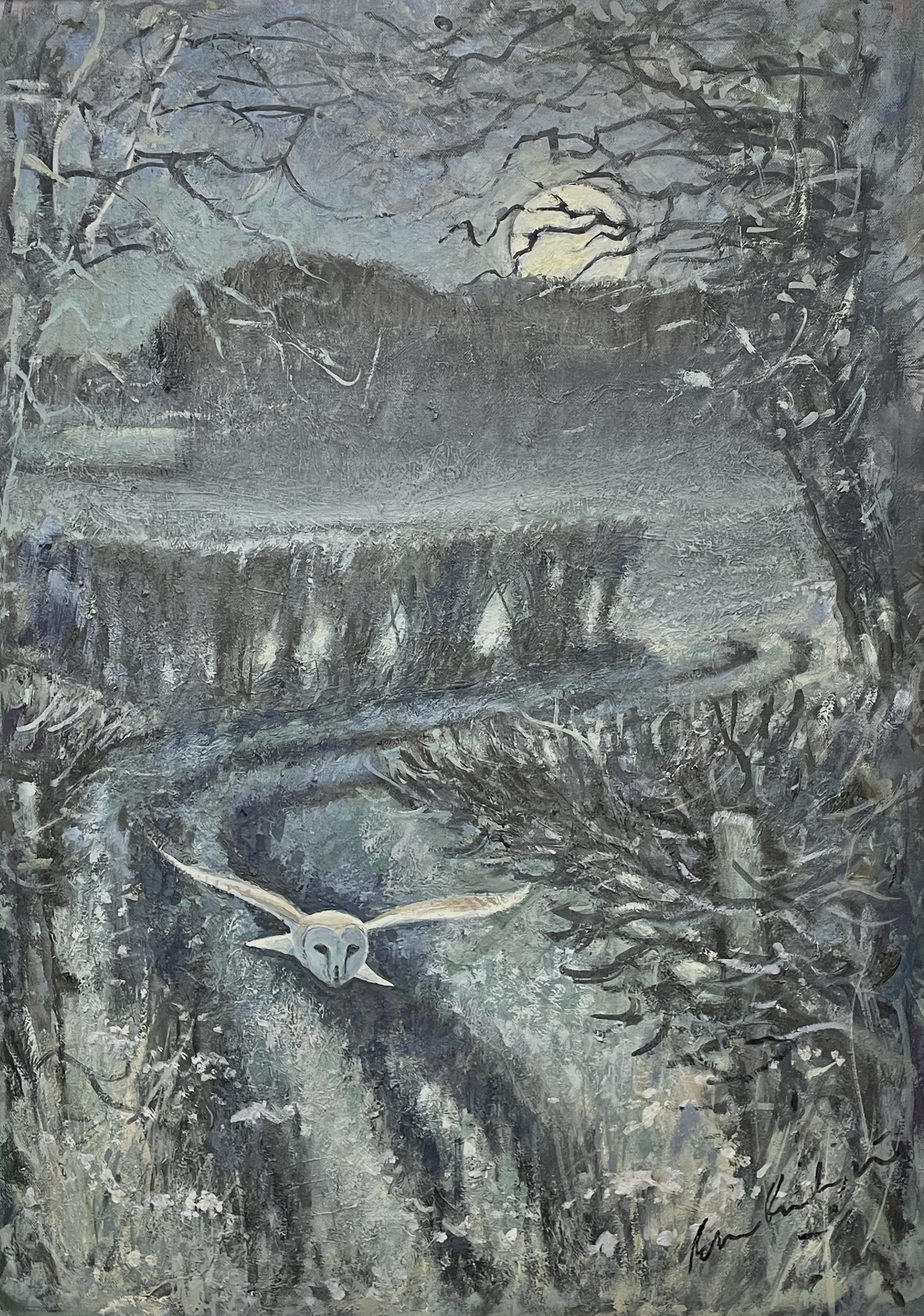 <p>Barn Owl under blue moon by Peter Partington</p>