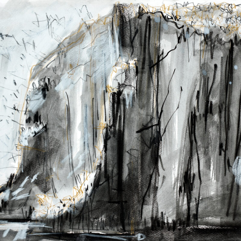   West cliffs, Bass a drawing by Kittie Jones