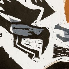 Otter and Hooded Crows, Relief print, 52 x 76 cm, Greg Poole