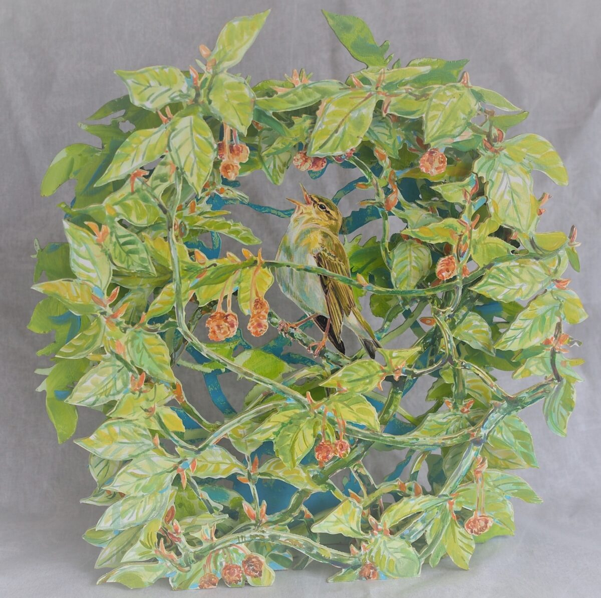 Artwork image titled: Wood Warbler and Beech Leaves