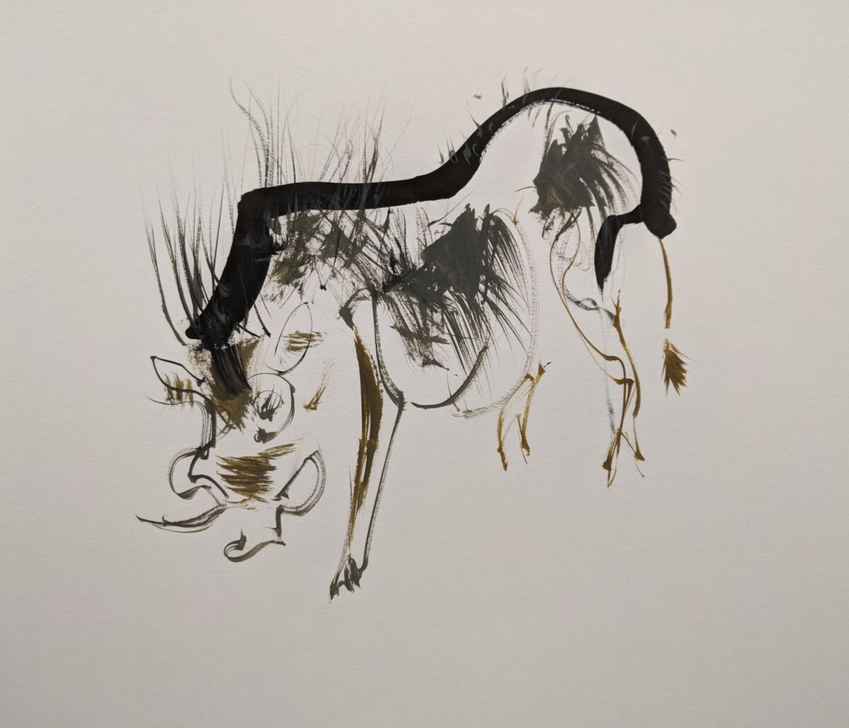 Artwork image titled: Warthog Brush Drawing