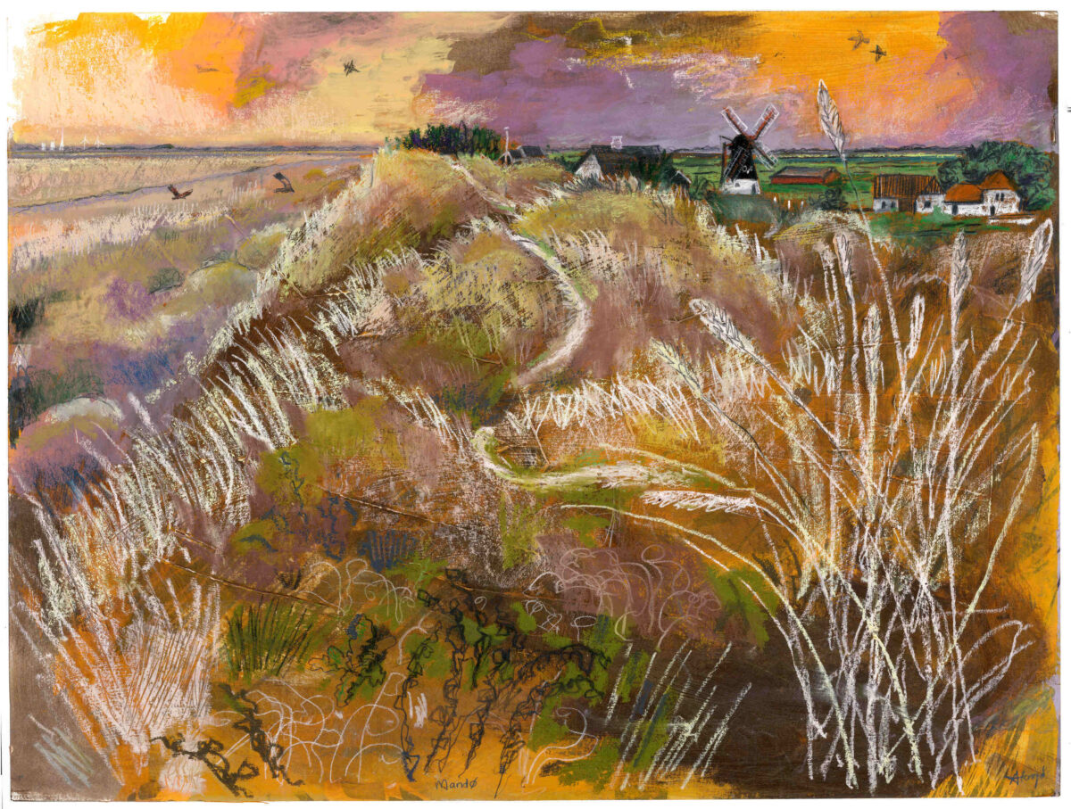 Artwork image titled: Mando marsh, dune and windmill