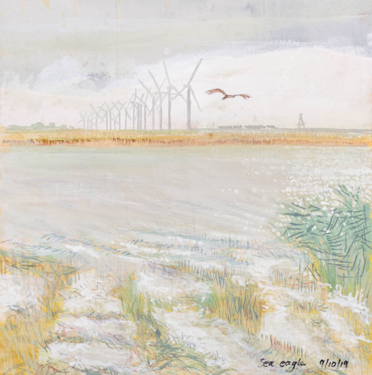 Artwork image titled: Marshland looking into Germany from Danish Wadden Sea