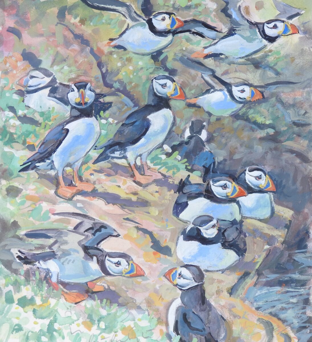 Artwork image titled: West Wales Puffins