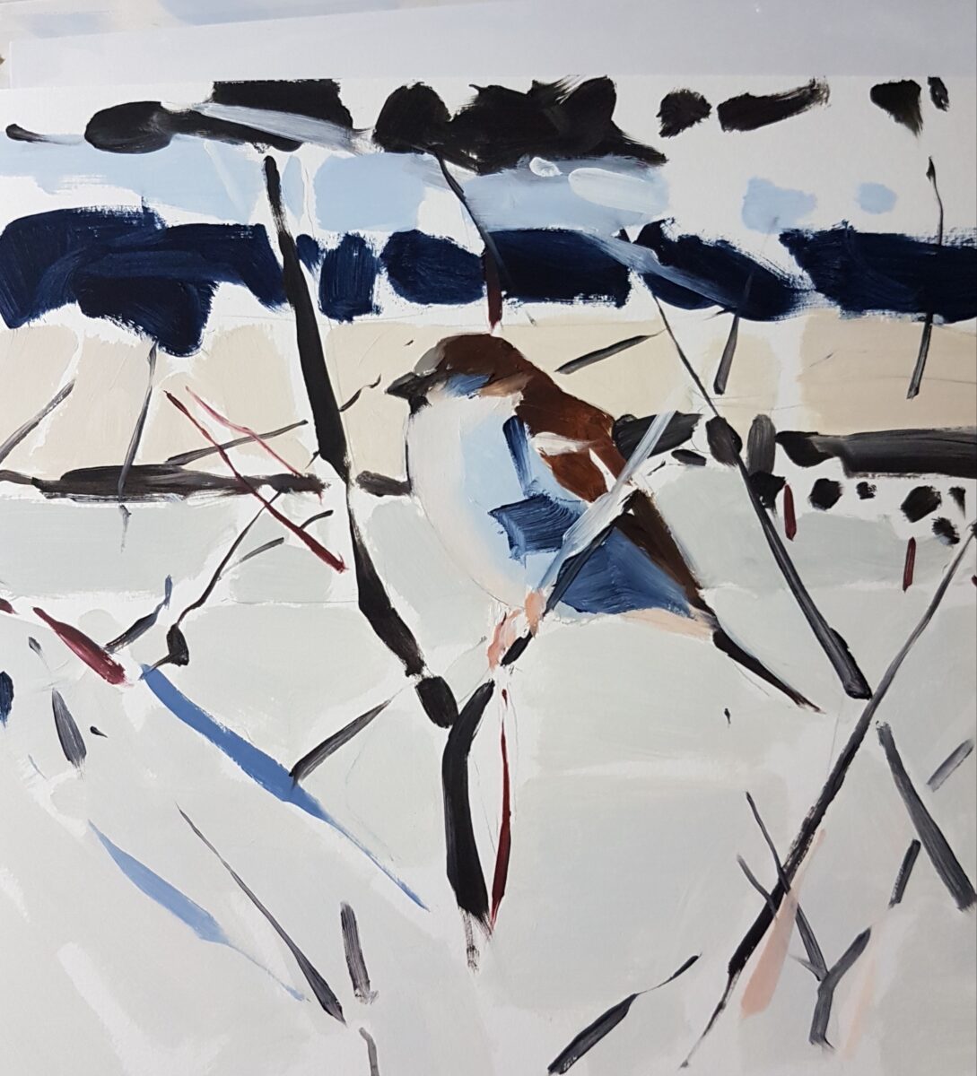 Artwork image titled: Winter Sparrow (looking left)