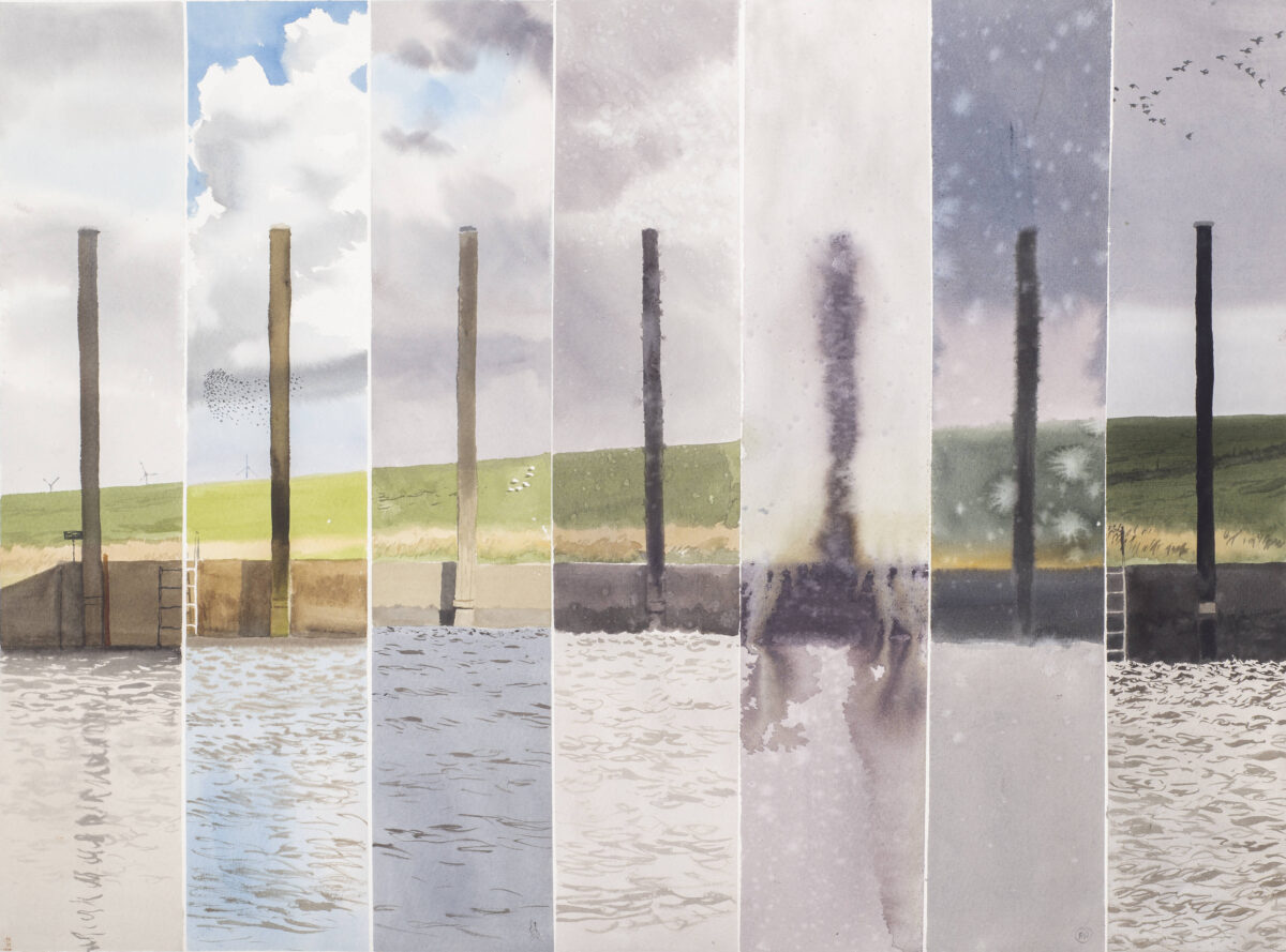 Artwork image titled: Hojer sluice through the day