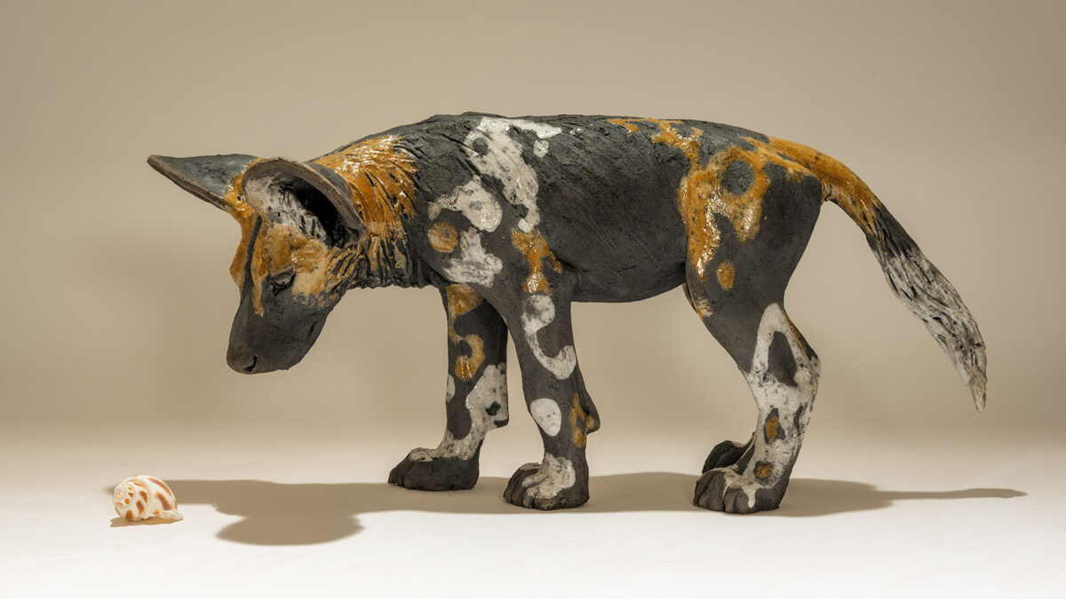 Artwork image titled: 'Captivated' Painted Dog Pup