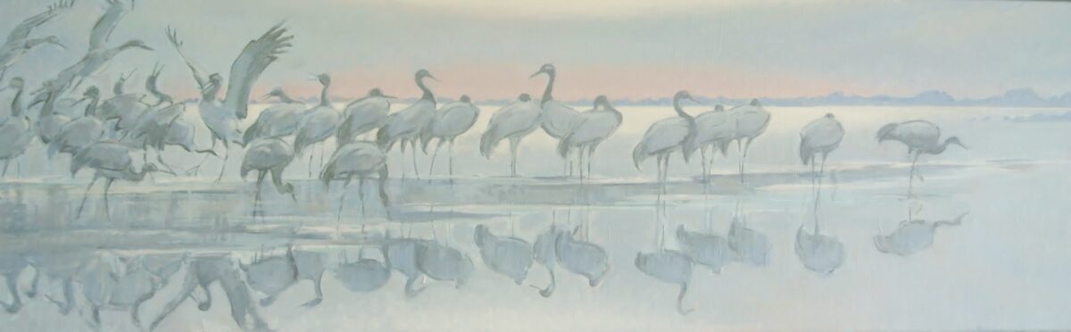 Artwork image titled: Halt on Migration - Cranes