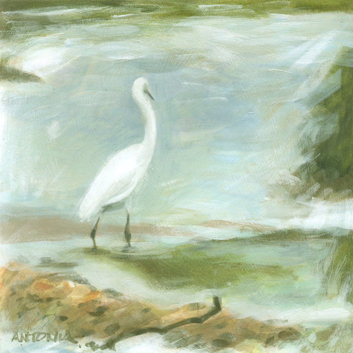 Artwork image titled: Morning Egret III – River Asker