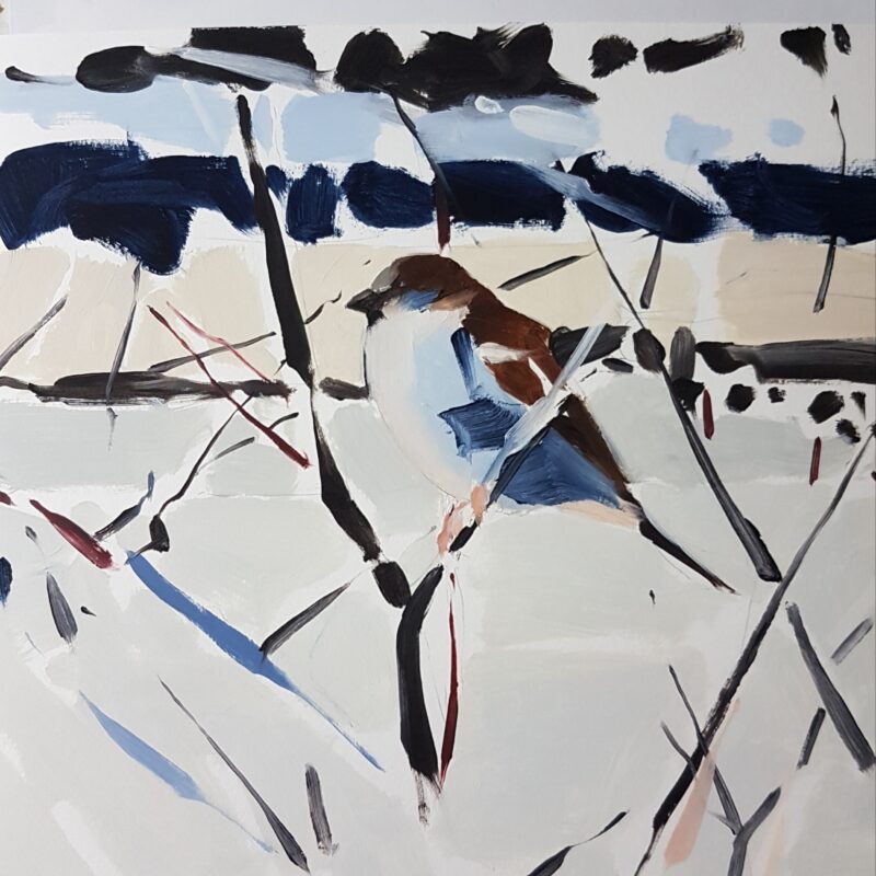   Winter Sparrow (left) by Esther Tyson