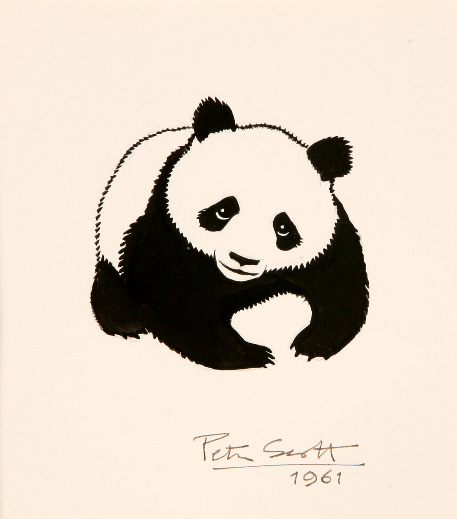  Giant Panda WWF Logo ink drawing by Sir Peter Scott  © Courtesy Dafila Scott