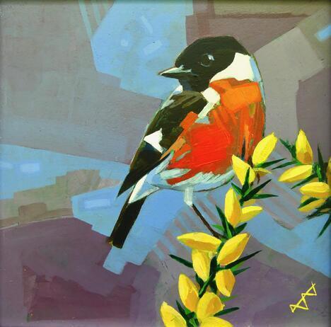 Stonechat and Gorse by Brin Edwards